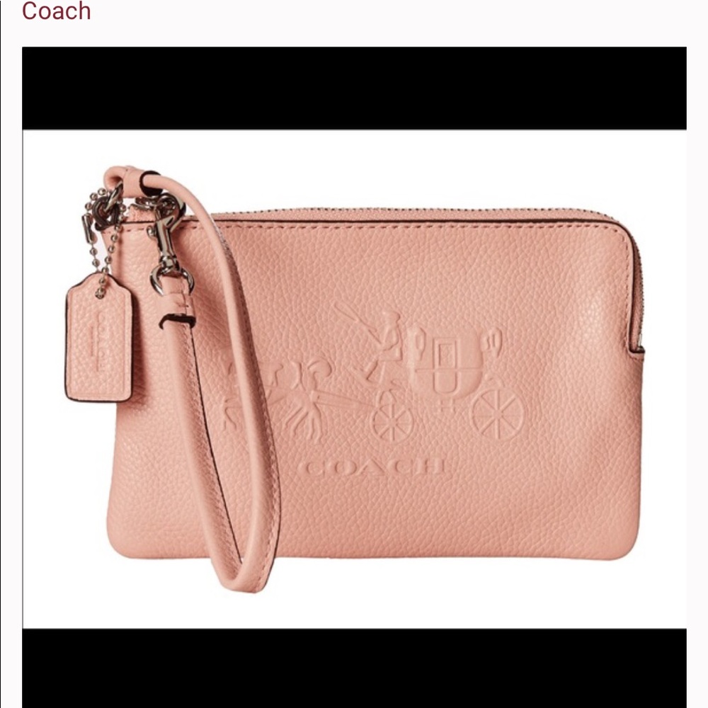 Blush embossed Coach pouch